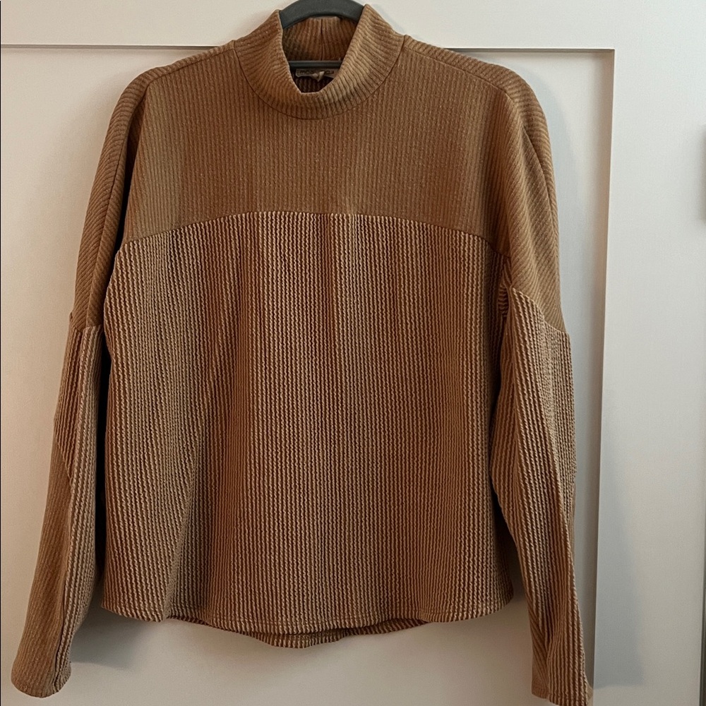 Moa Moa Tan Ribbed Knit Top